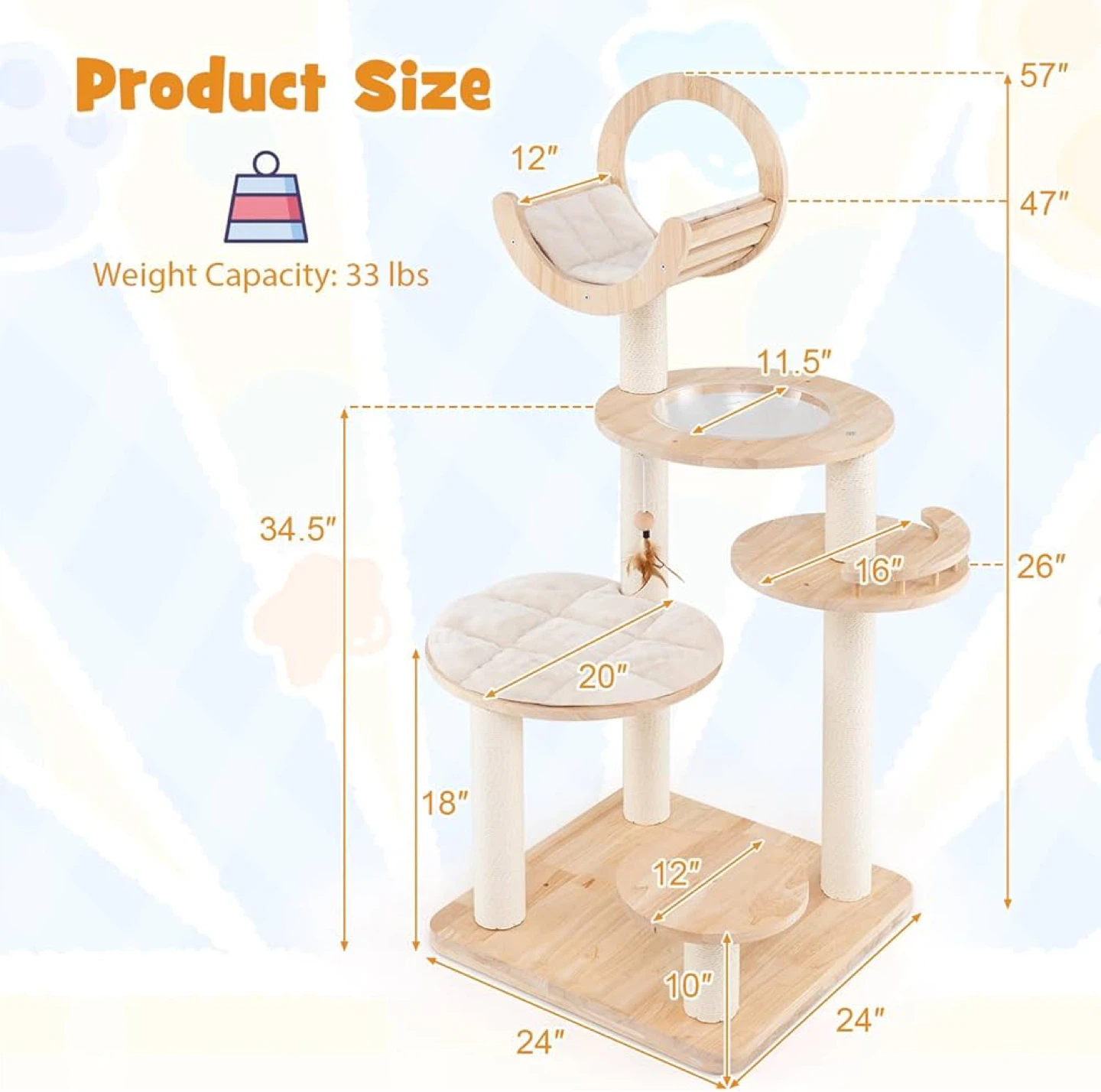 Wood Multi-level Cat Tree -Like New Orig $199 - photo 2