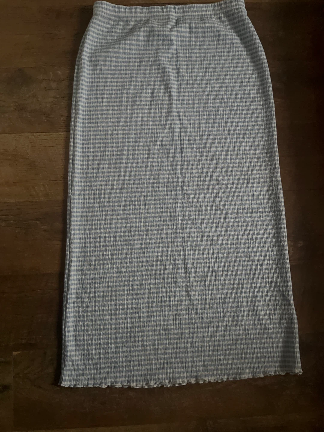 Blue and White Gingham Maxi Skirt