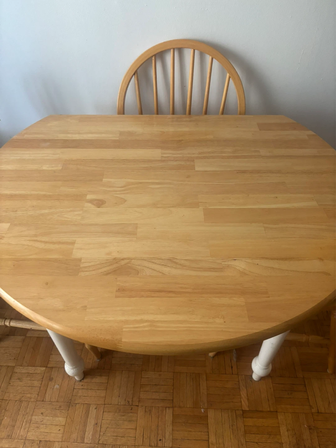 Drop Leaf Dining Table - Natural Wood with 4 matching chairs