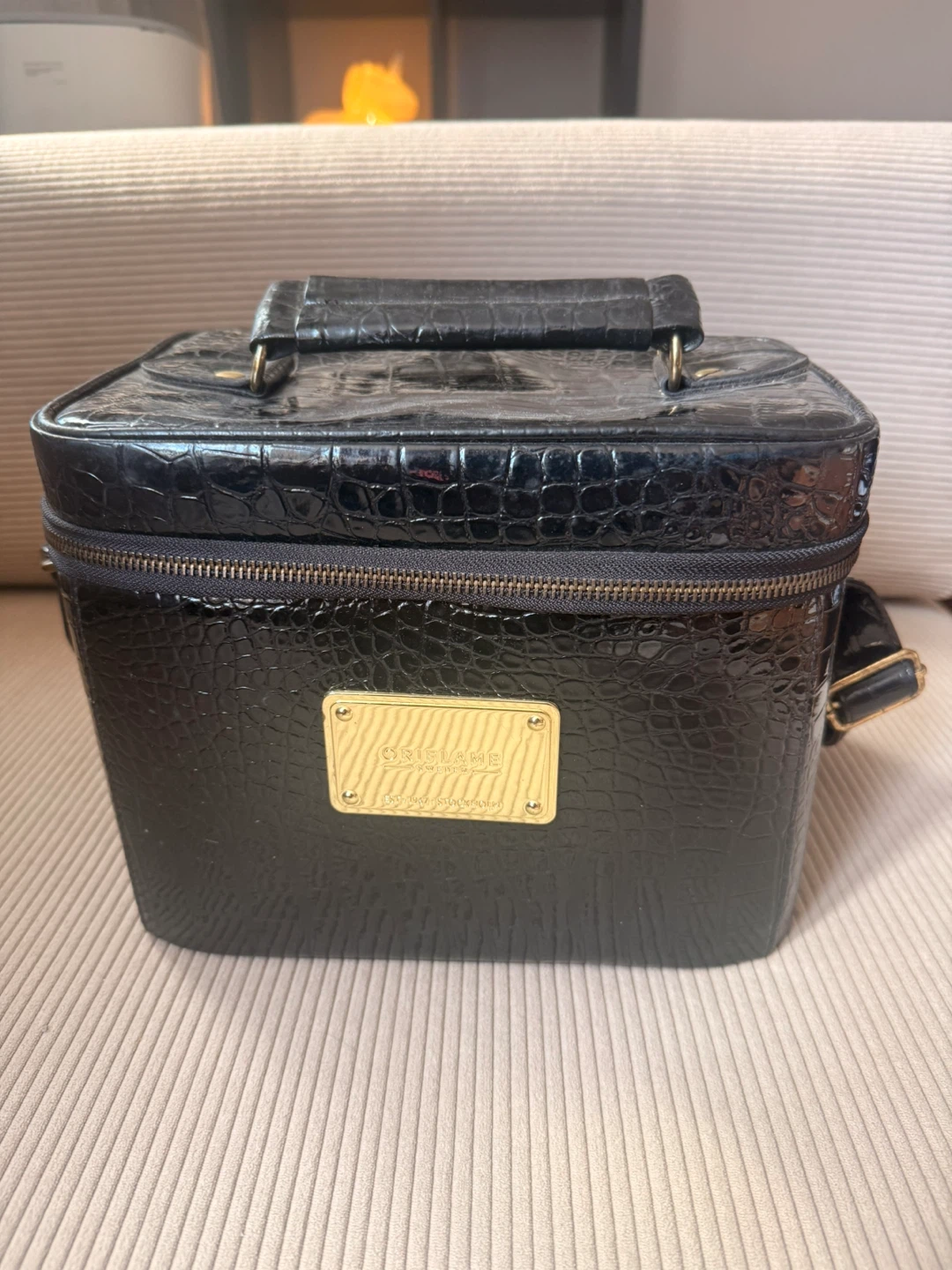 Oriflame Makeup / Travel Cosmetic Case (Black Croc Style)