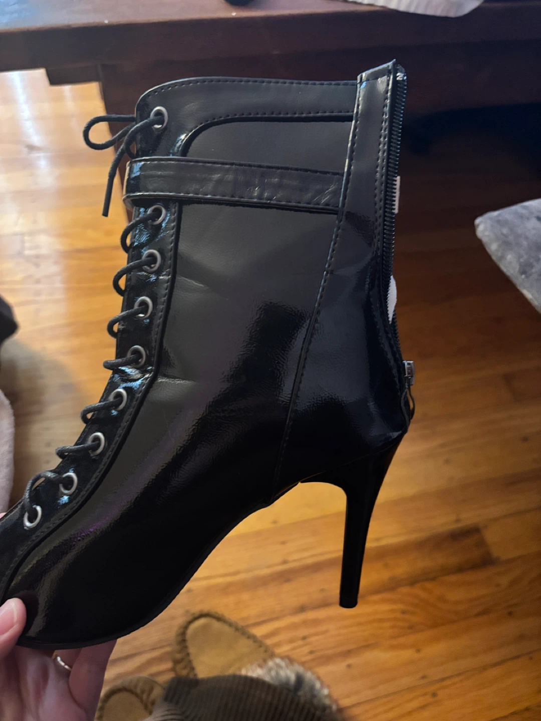Black Lace-Up Open-Toe Heels Size 41 (US9) - photo 3