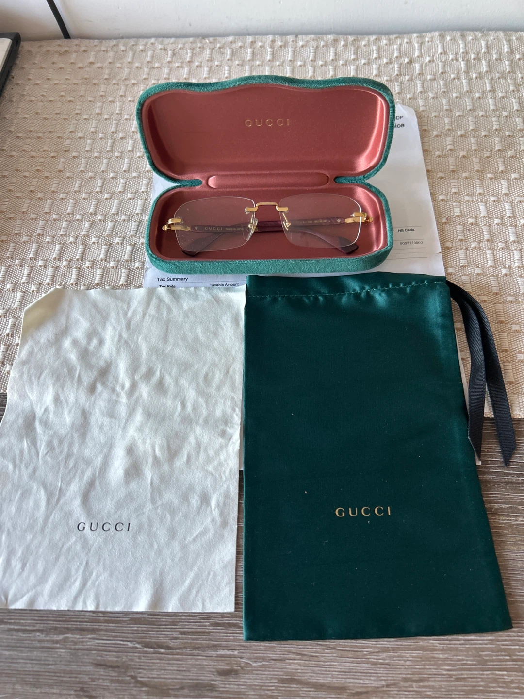Gucci Rimless Glasses with Case and Dust Bags