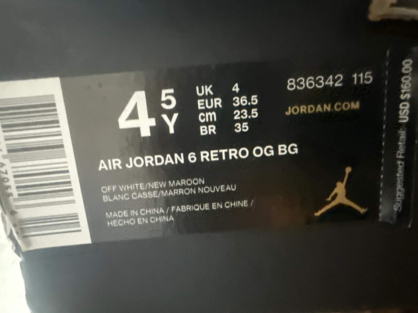 Air Jordan 6 Retro OG BG "Off White/New Maroon" - photo 5