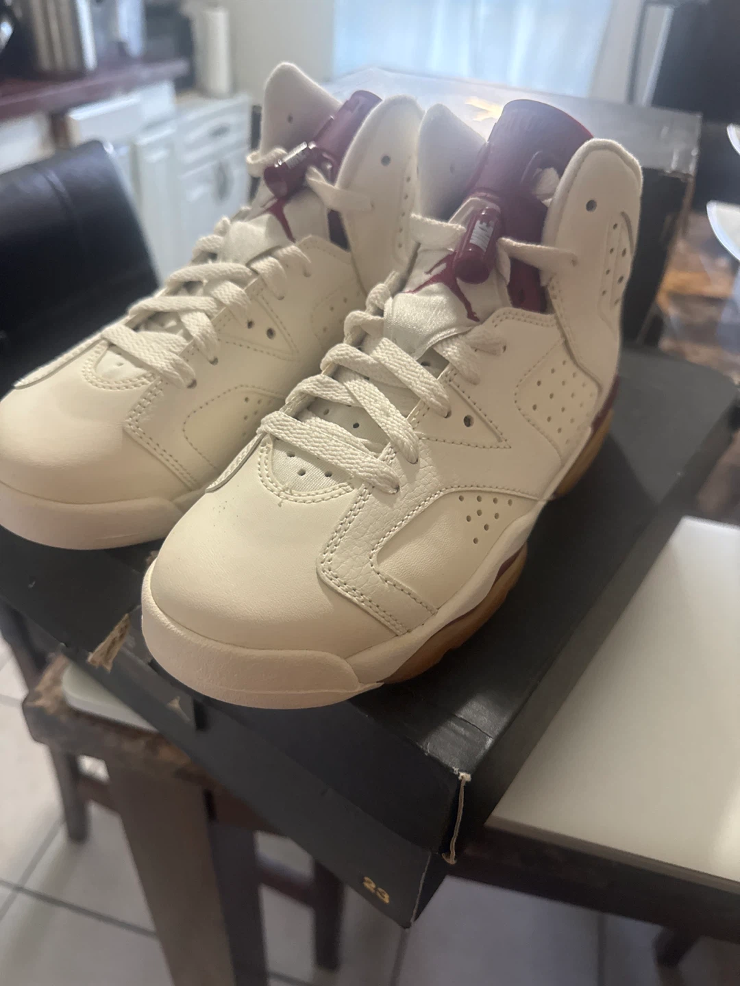Air Jordan 6 Retro OG BG "Off White/New Maroon"