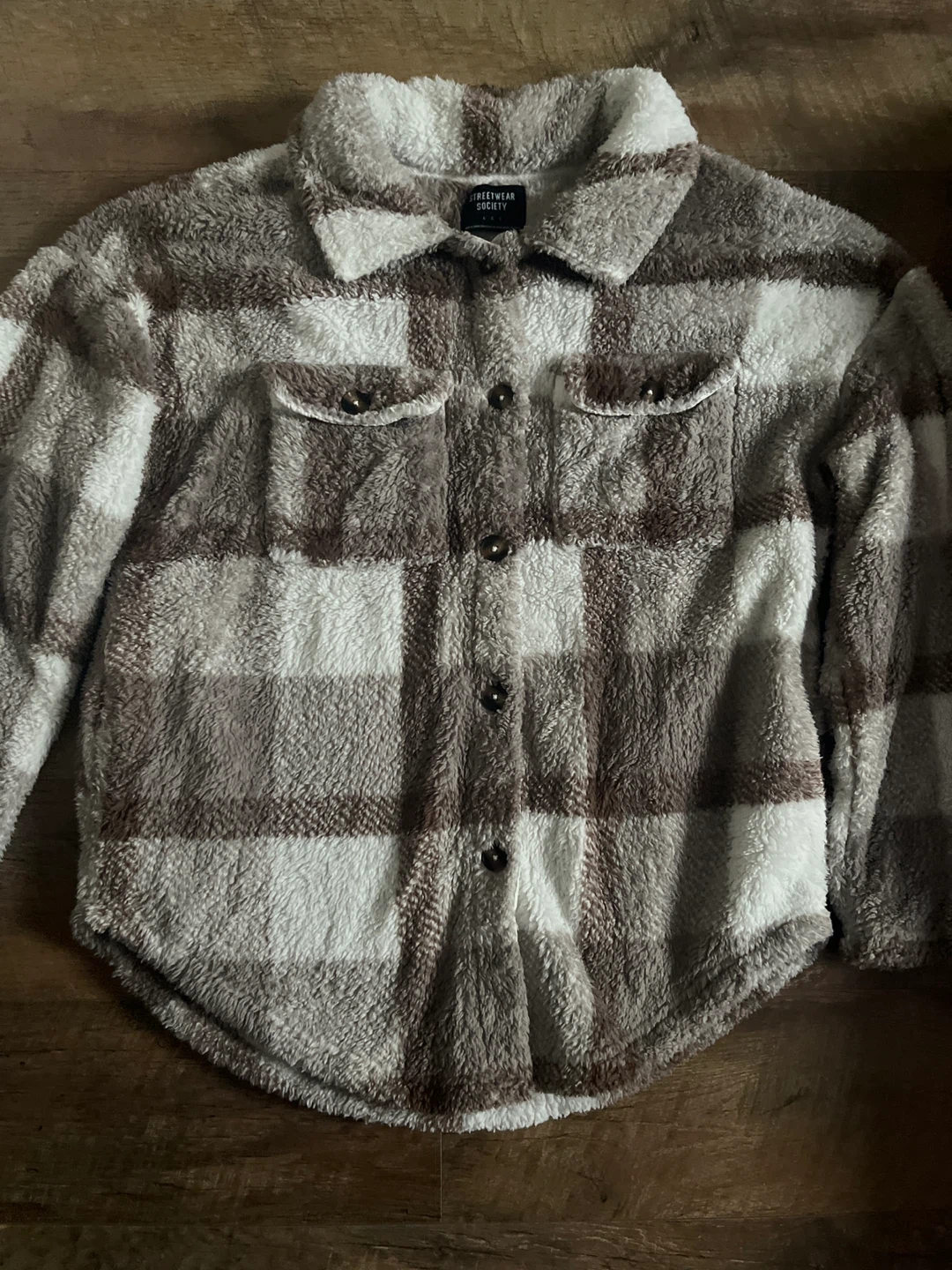 Streetwear Society Plaid Sherpa Shirt Jacket