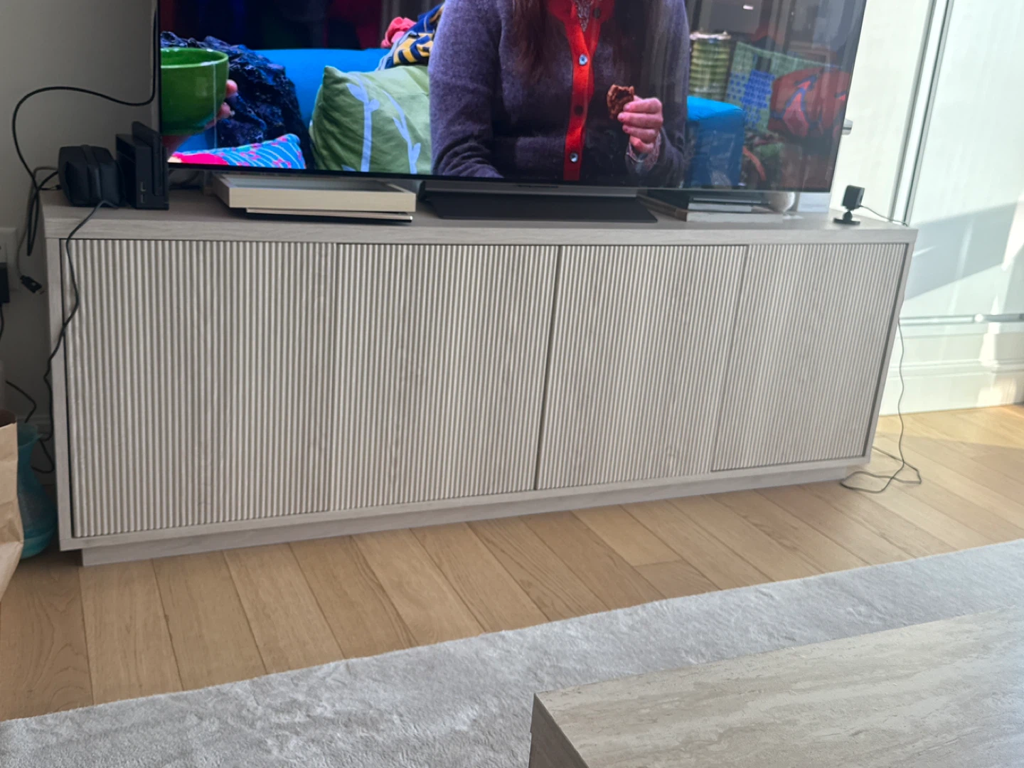 Fluted Media Console Cabinet