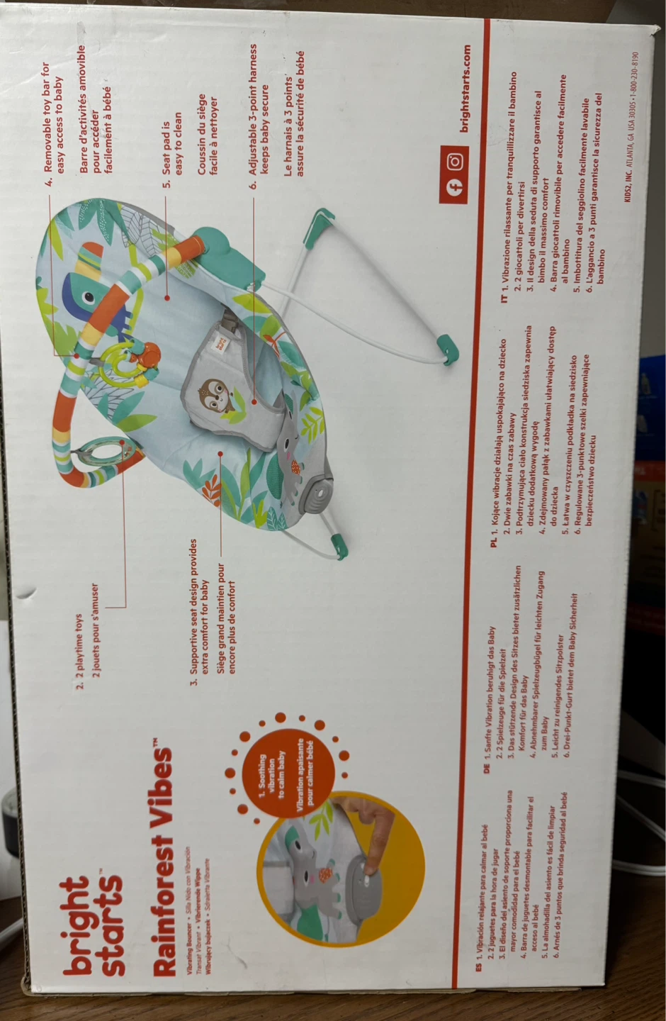 Bright Starts Rainforest Vibrating Baby Bouncer - photo 2