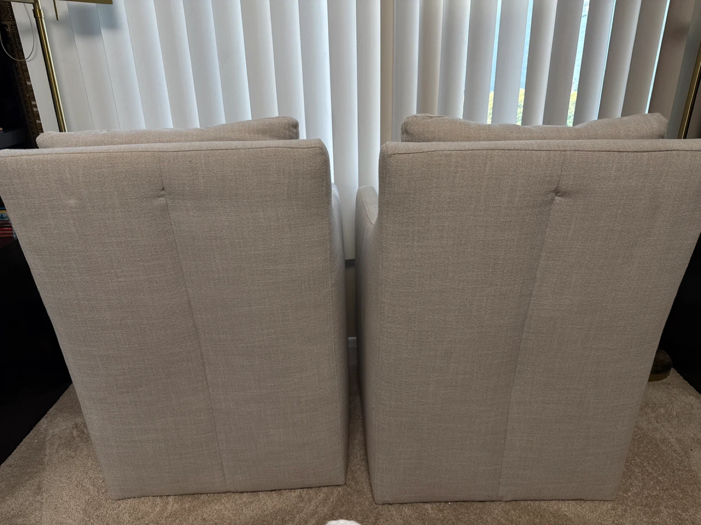 Pair of Beige Upholstered Swivel Accent Chairs - photo 3
