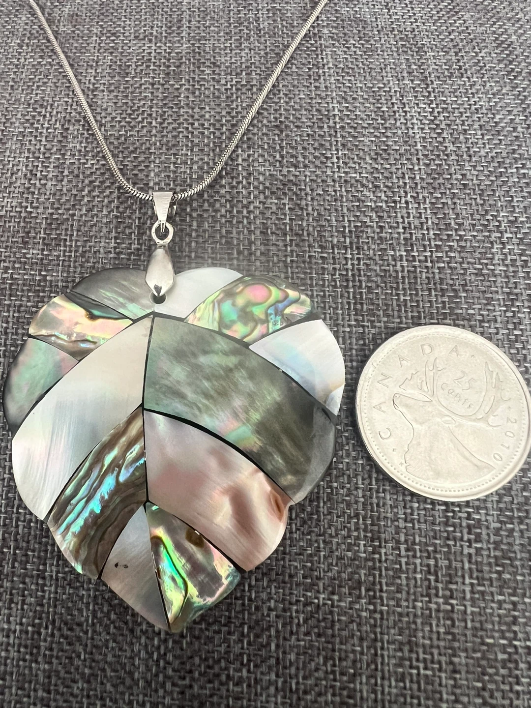 925 silver Abalone Inlaid Pendant Necklace - photo 3