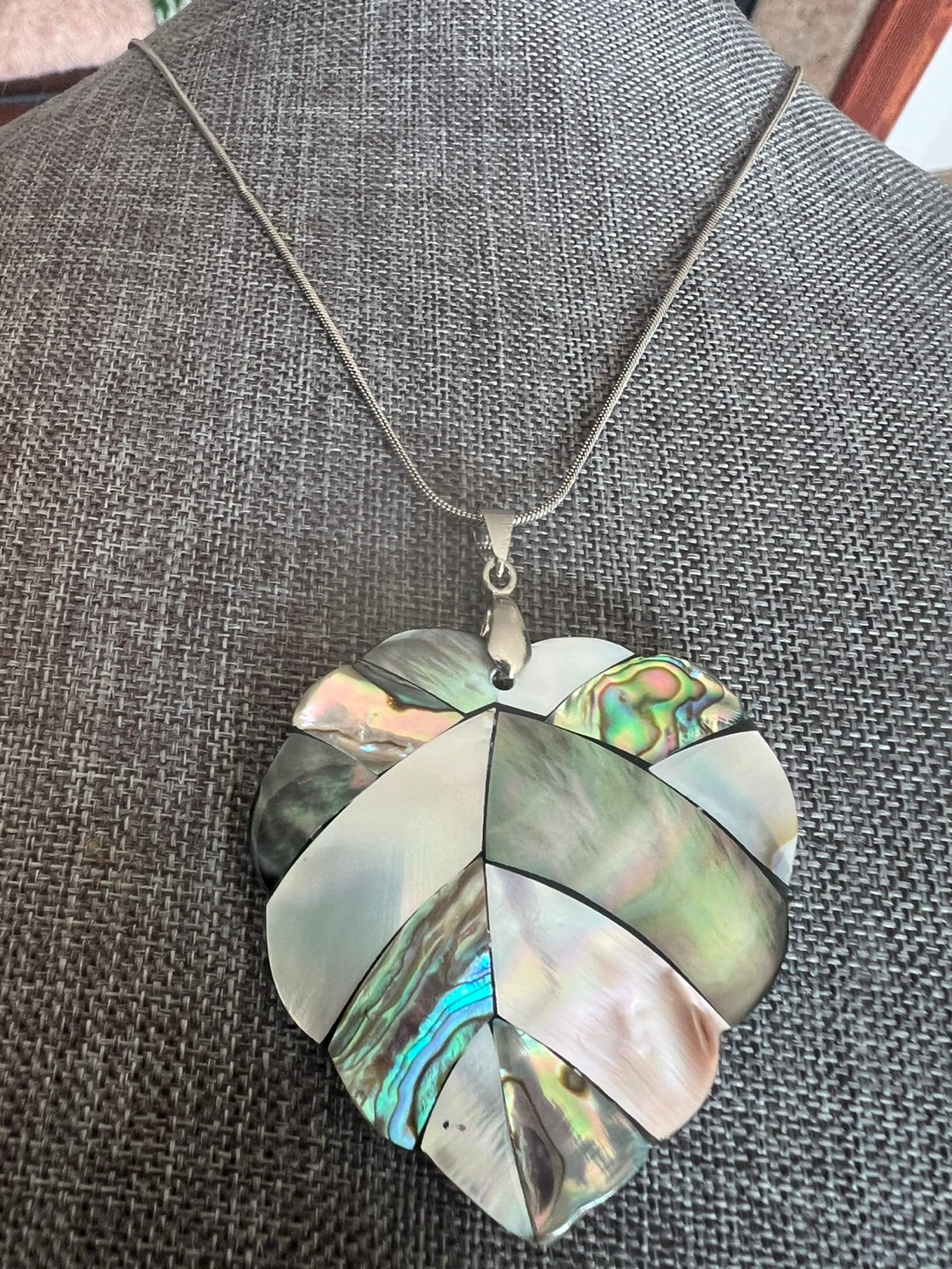 925 silver Abalone Inlaid Pendant Necklace - photo 2