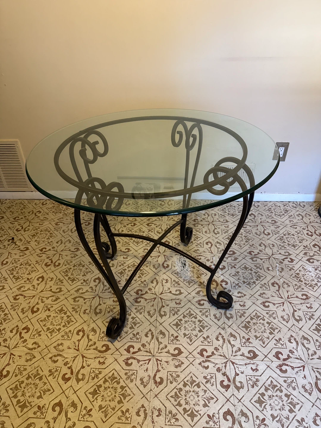 Pier 1 Glass Top Wrought Iron Accent Table - photo 2