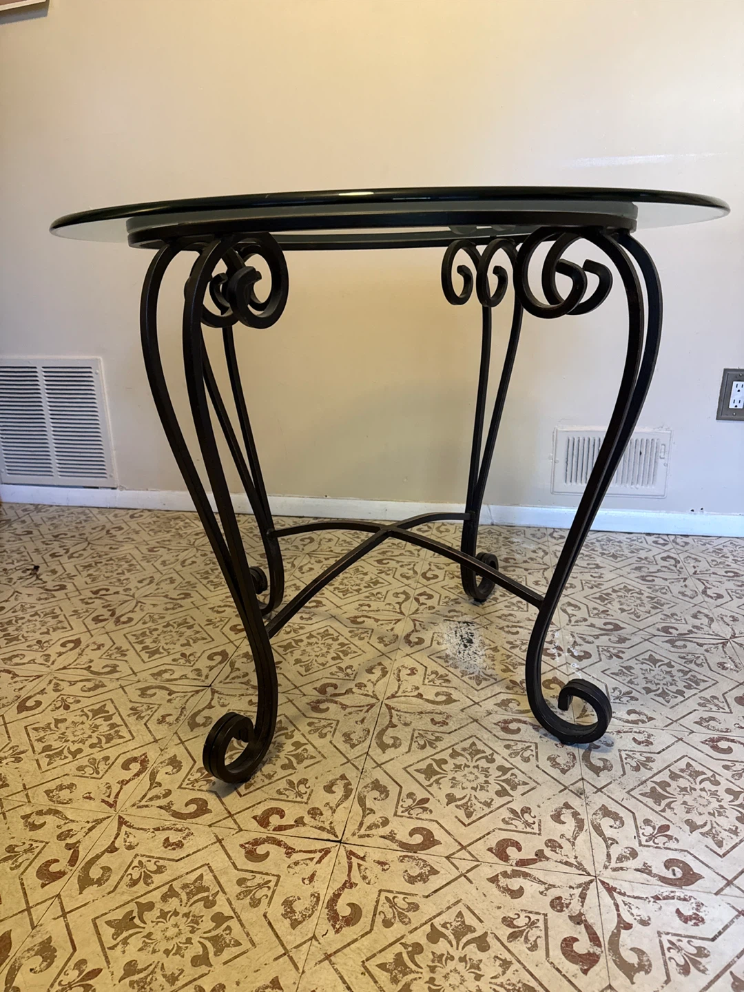 Pier 1 Glass Top Wrought Iron Accent Table