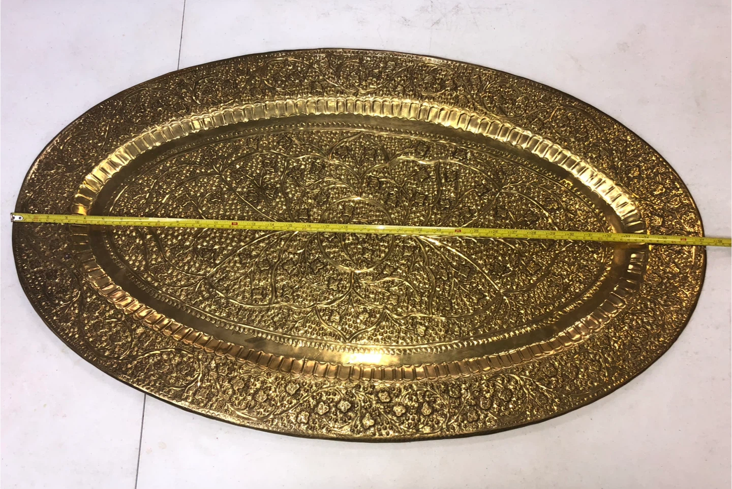 Large Brass Serving Tray - Ornate Design - photo 2