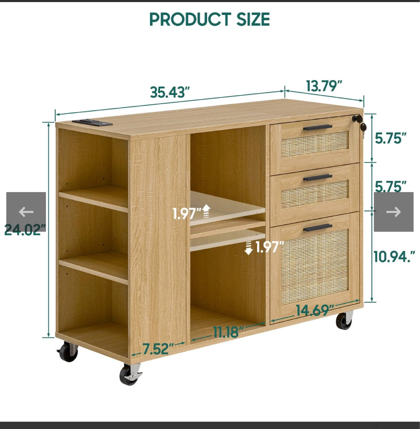 3-Drawer File Cabinet - photo 2