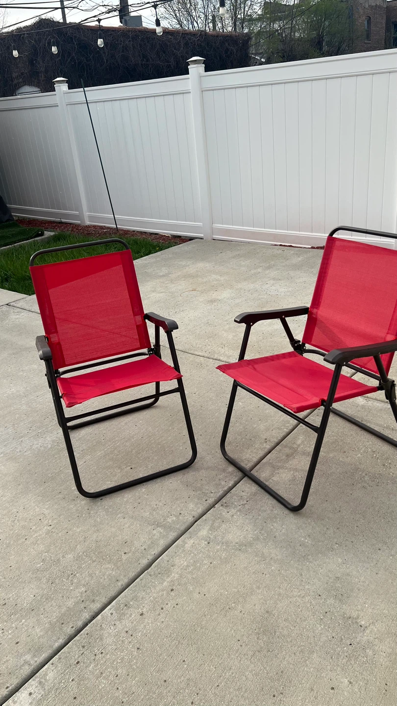 Red Folding Camp Chairs (Set of 2)