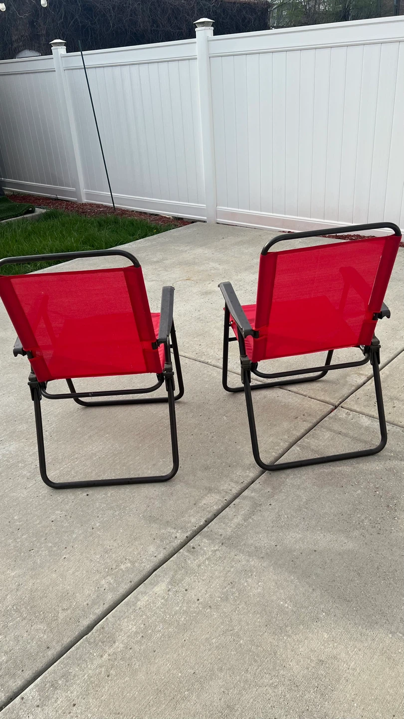 Red Folding Camp Chairs (Set of 2) - photo 5