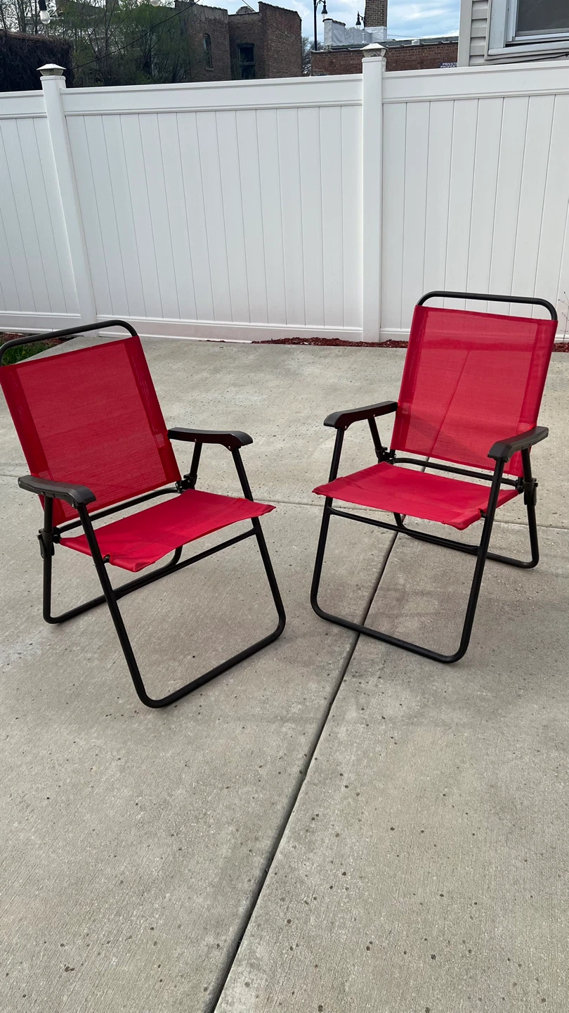 Red Folding Camp Chairs (Set of 2) - photo 2