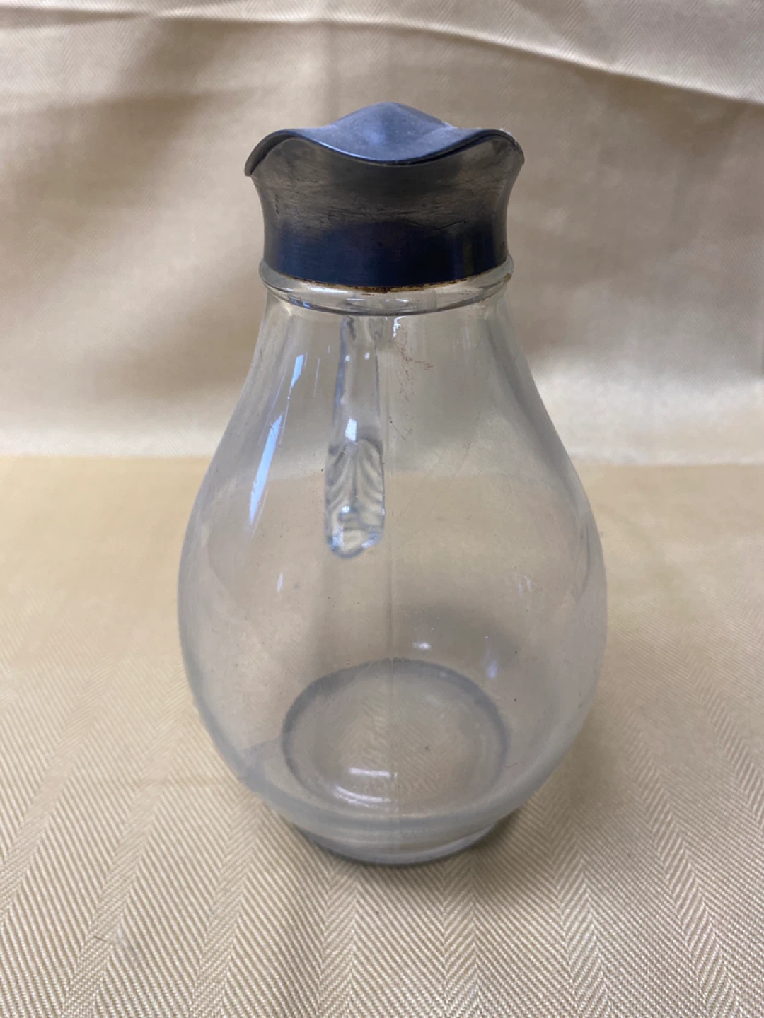 VINTAGE - Glass Syrup Pitcher with Metal Lid - photo 2