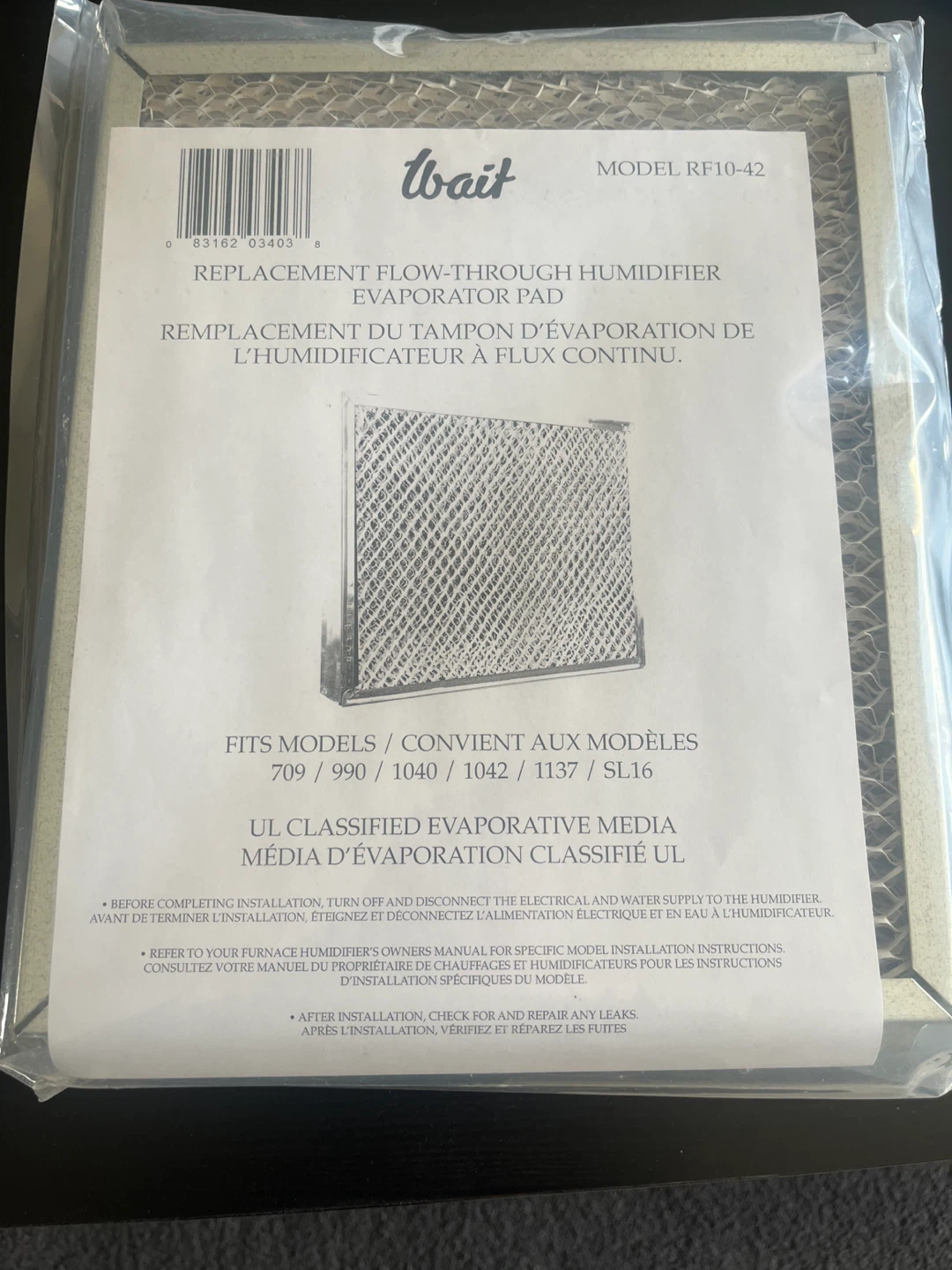 RF10-42 Replacement Flow-Through Humidifier Evaporator Pad