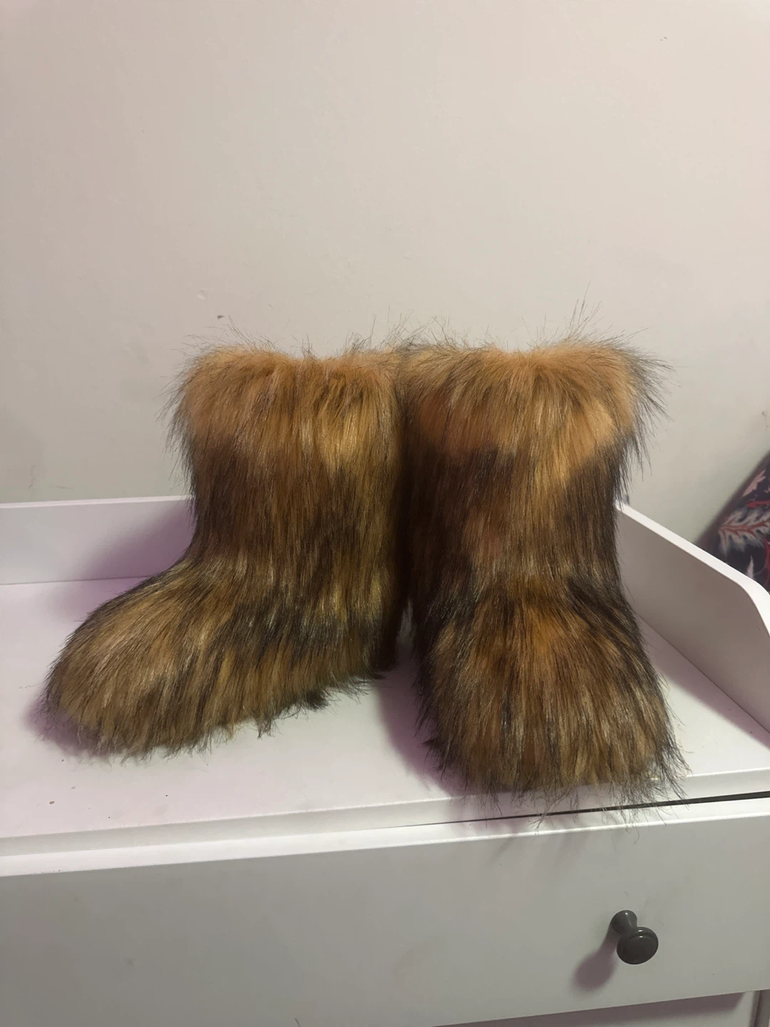 Fuzzy Faux Fur Boots - Brown - photo 2