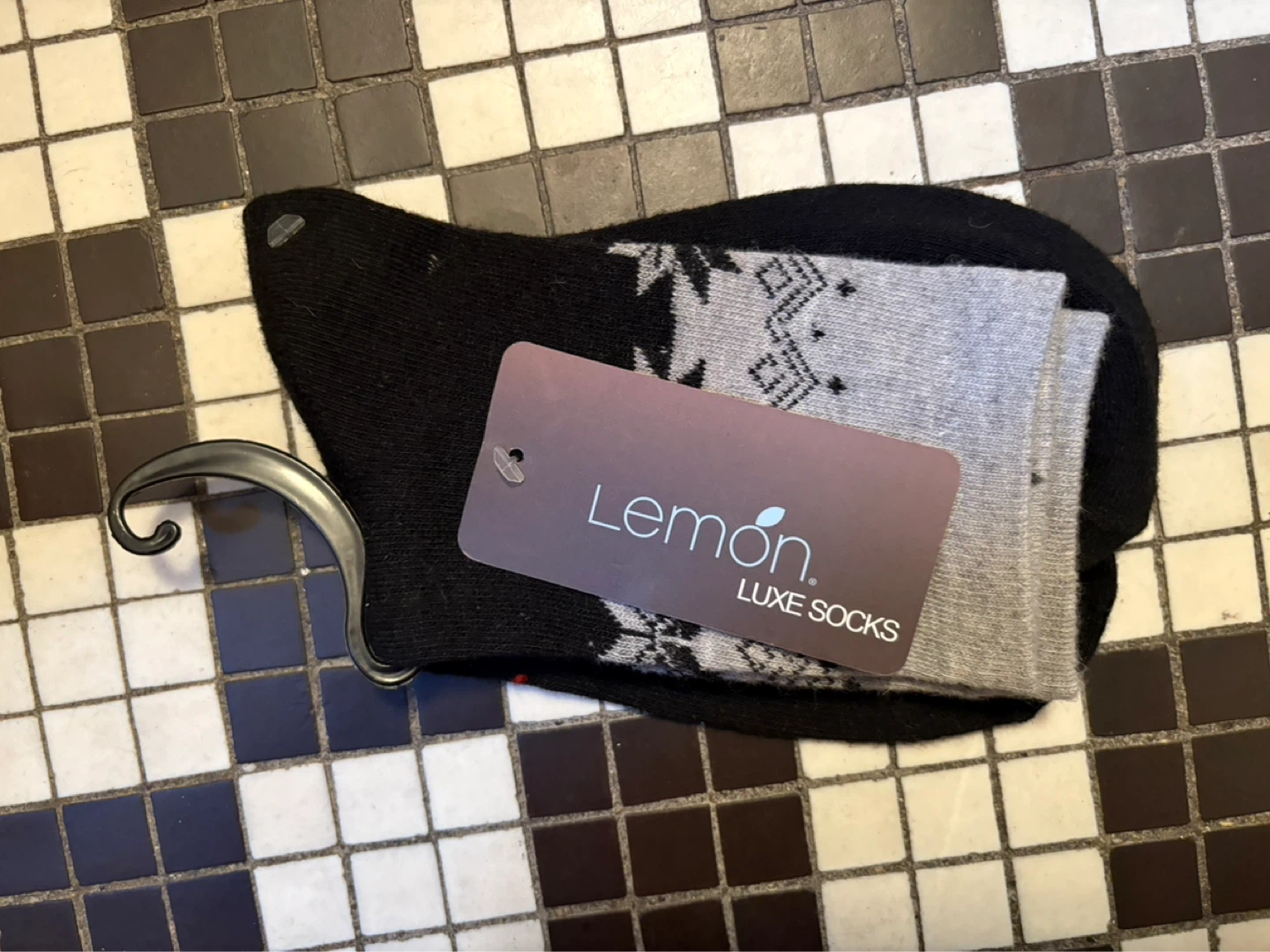 Lemon Luxe Socks - Black Snowflake Pattern - photo 2