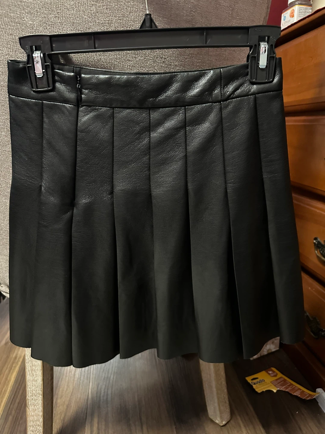 Sunday Best Black Faux Leather Pleated Mini Skirt Size 0