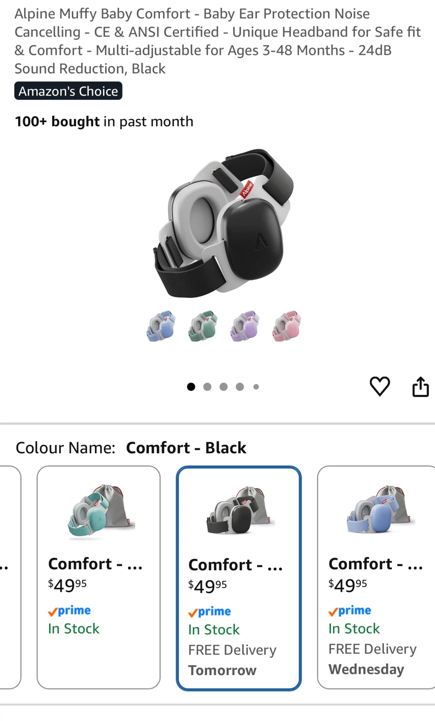 Alpine Muffy Baby Comfort Ear Protection - Black