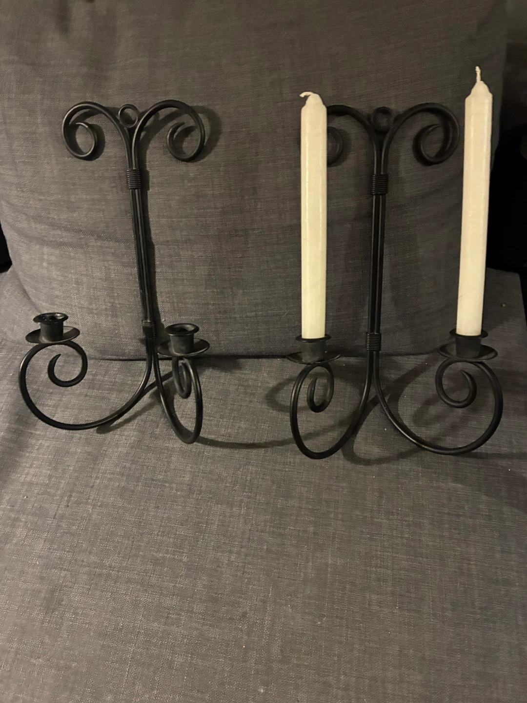 2 Black Wrought Iron Metal Wall Sconces (Set of 2)