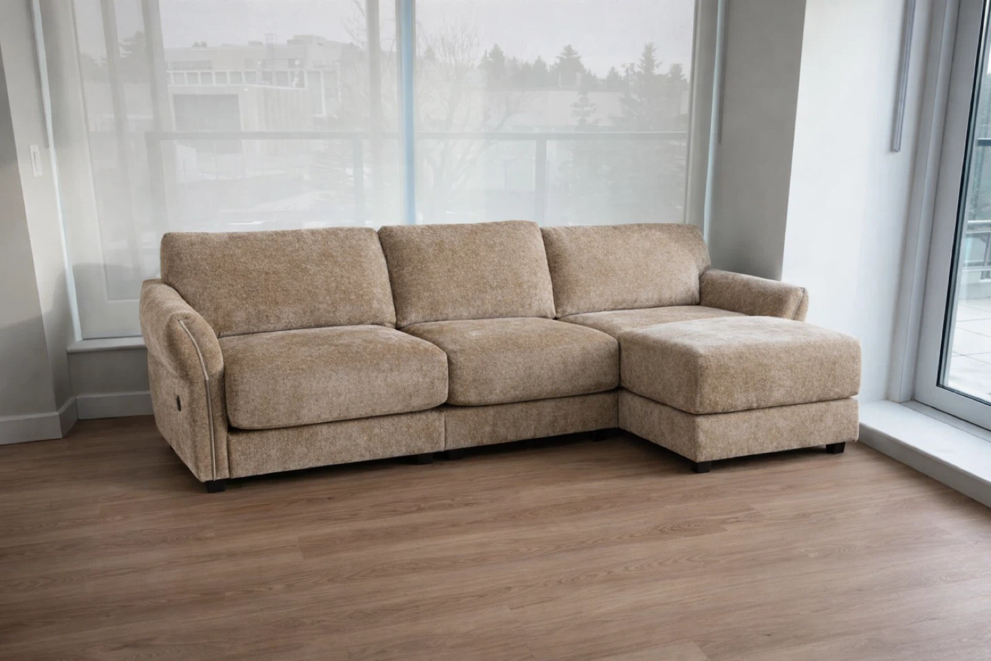 Sectional Sofa with Ottoman - Tan