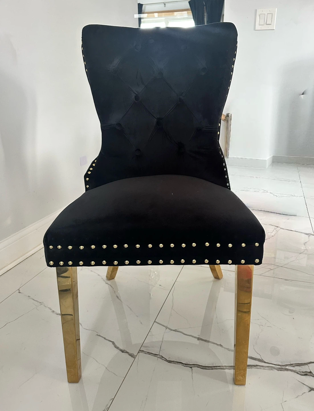 Black Velvet Dining Chair with Gold Legs - photo 3