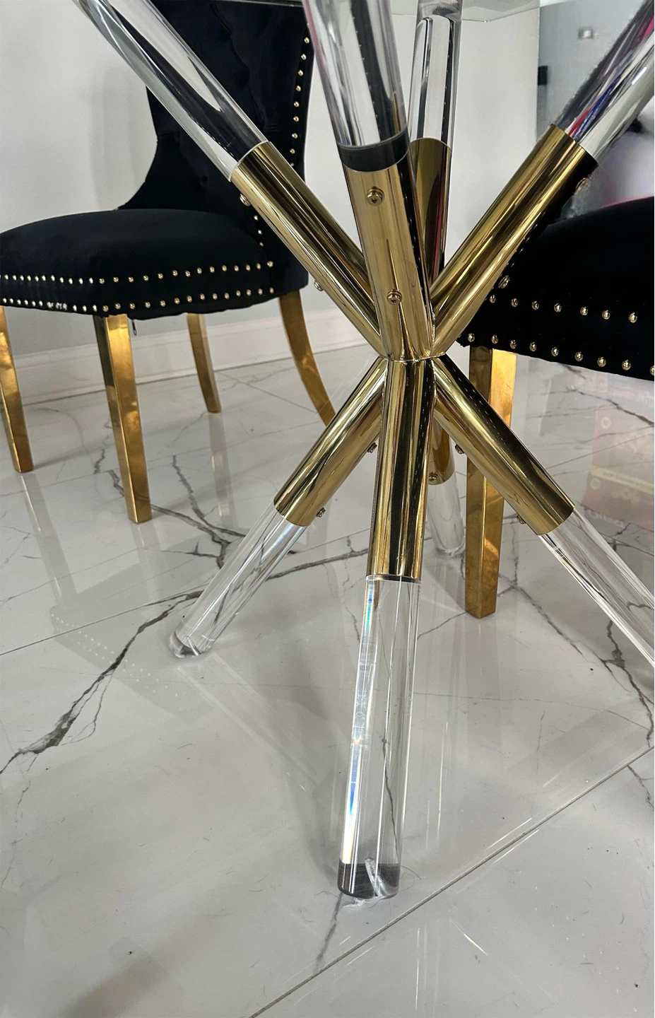Black Velvet Dining Chair with Gold Legs - photo 2