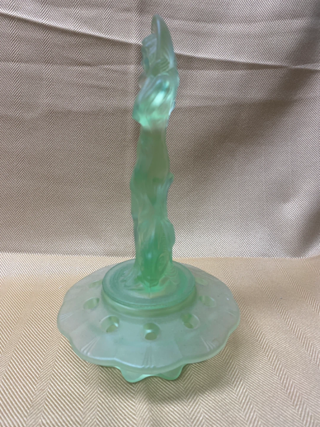 VINTAGE - Green Glass Figurine Candlestick Holder - photo 4