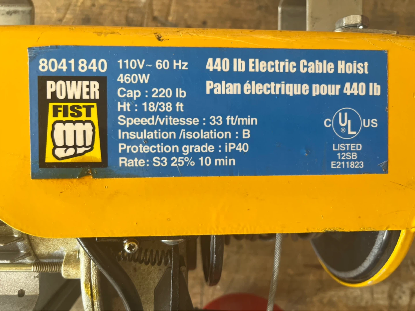 Power Fist 440 lb Electric Cable Hoist - photo 2