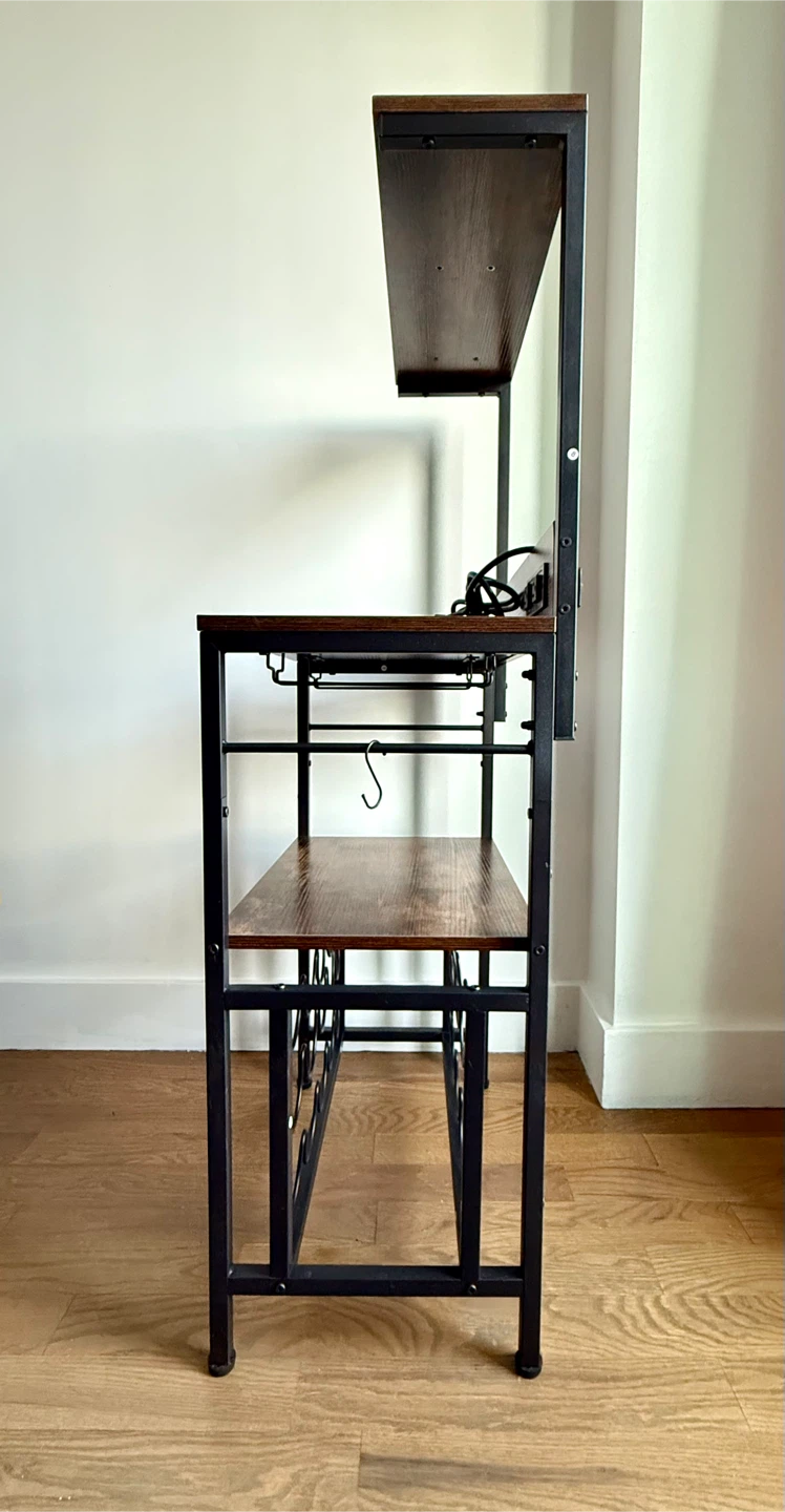 Industrial Bar/Bakers Rack with Wine Storage & Built-In Outlets - photo 3
