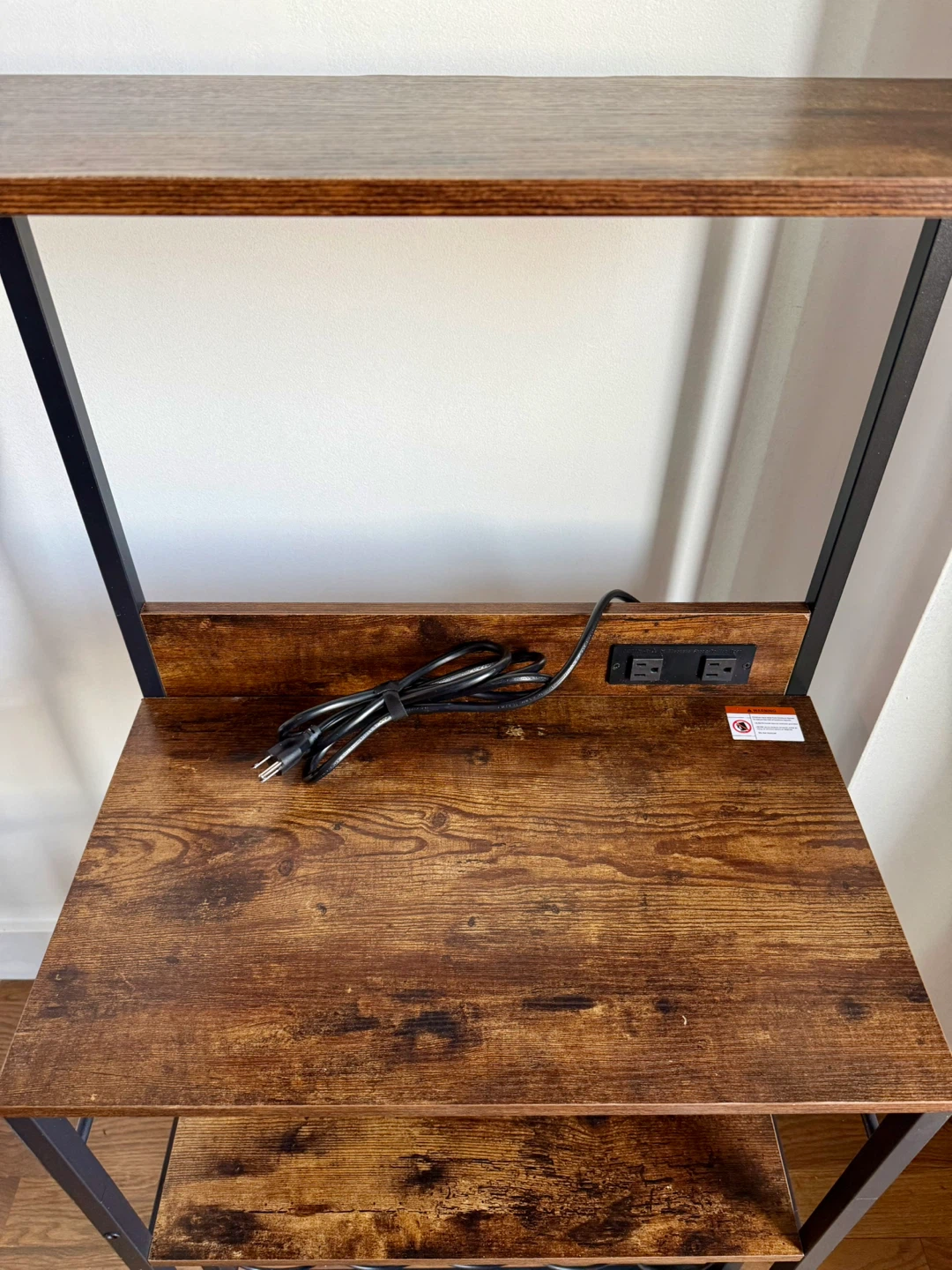 Industrial Bar/Bakers Rack with Wine Storage & Built-In Outlets - photo 4