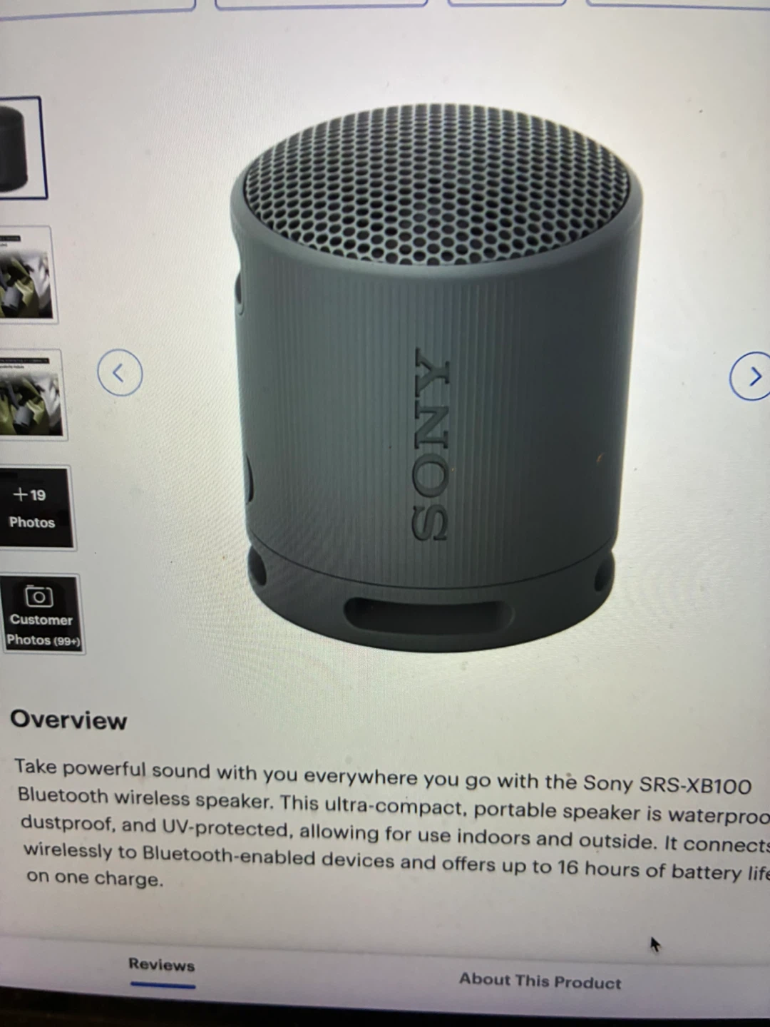 Sony SRS-XB100 Portable Bluetooth Speaker