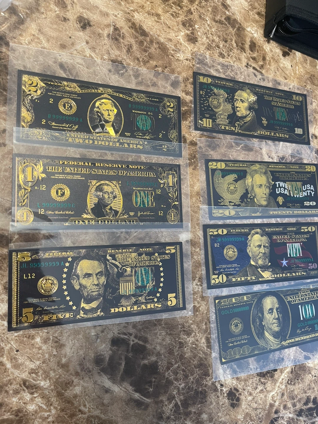 US Dollar Banknote Collection (1, 2, 5, 10, 20, 50, 100)