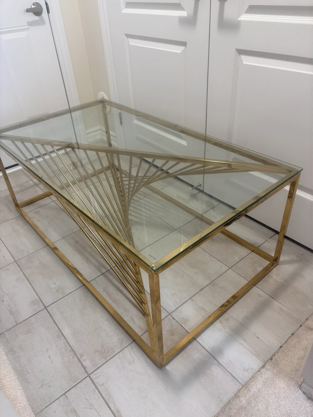 Gold Metal and Glass Coffee Table - photo 2