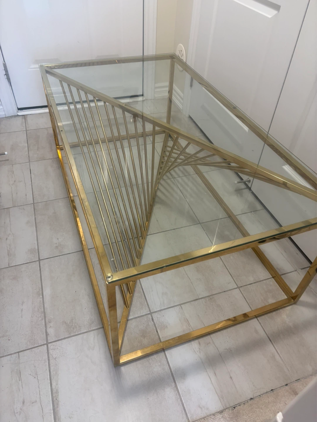 Gold Metal and Glass Coffee Table - photo 3