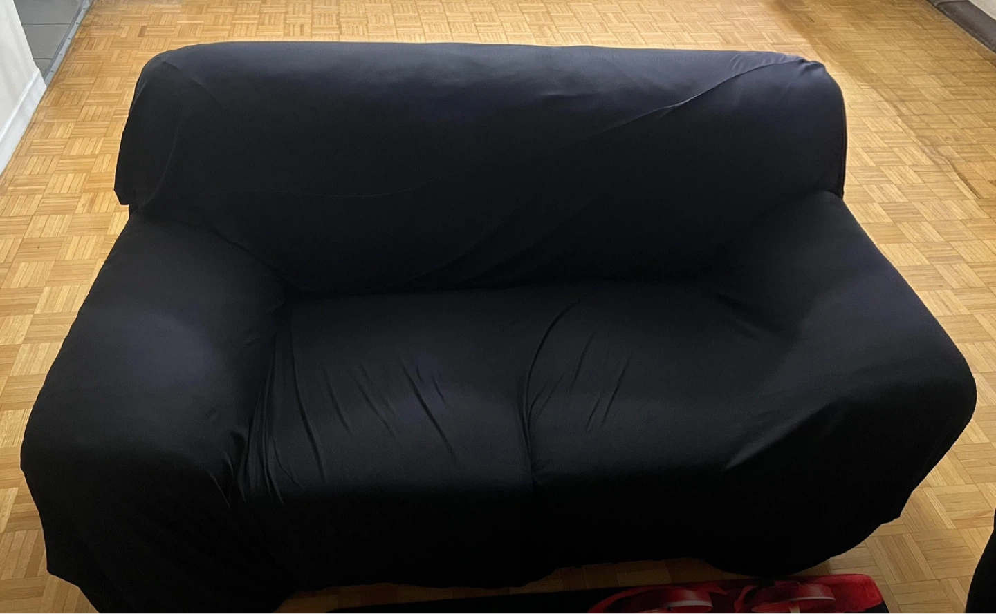 Cream Leather 2 Seater Sofa/Couch with cover - photo 3