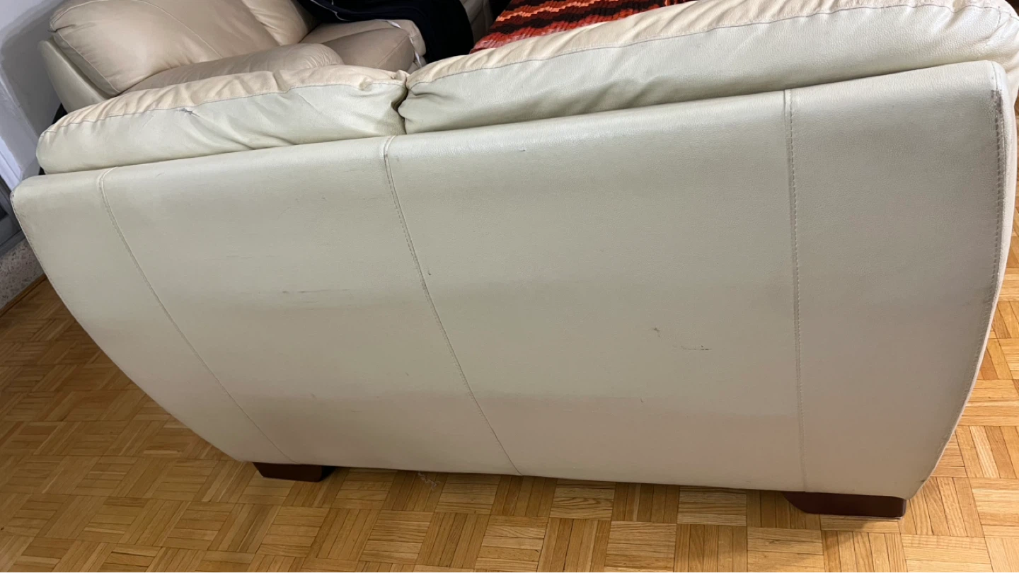 Cream Leather 2 Seater Sofa/Couch with cover