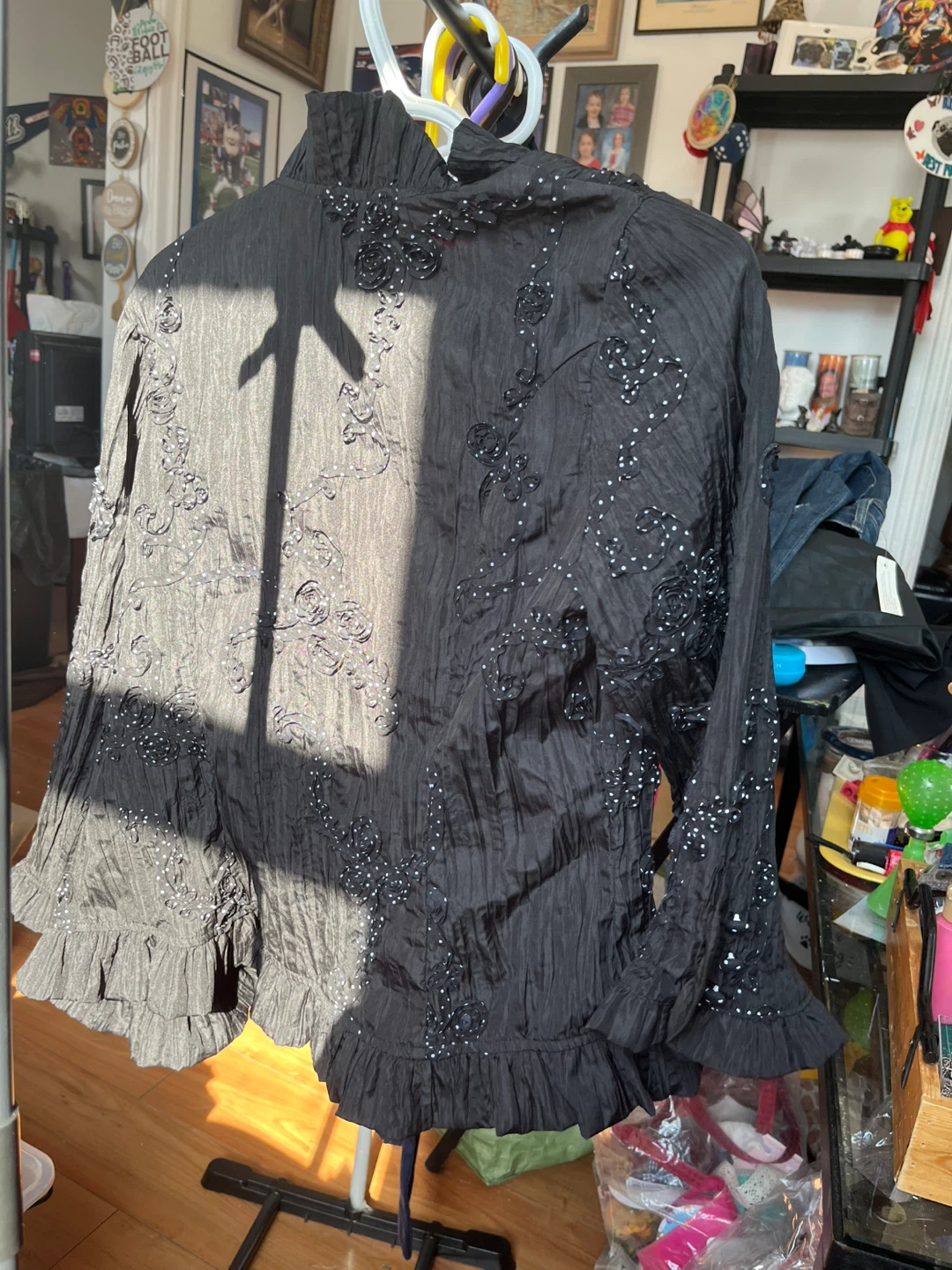 Zoé Women's Black Beaded Ruffle Jacket - photo 5