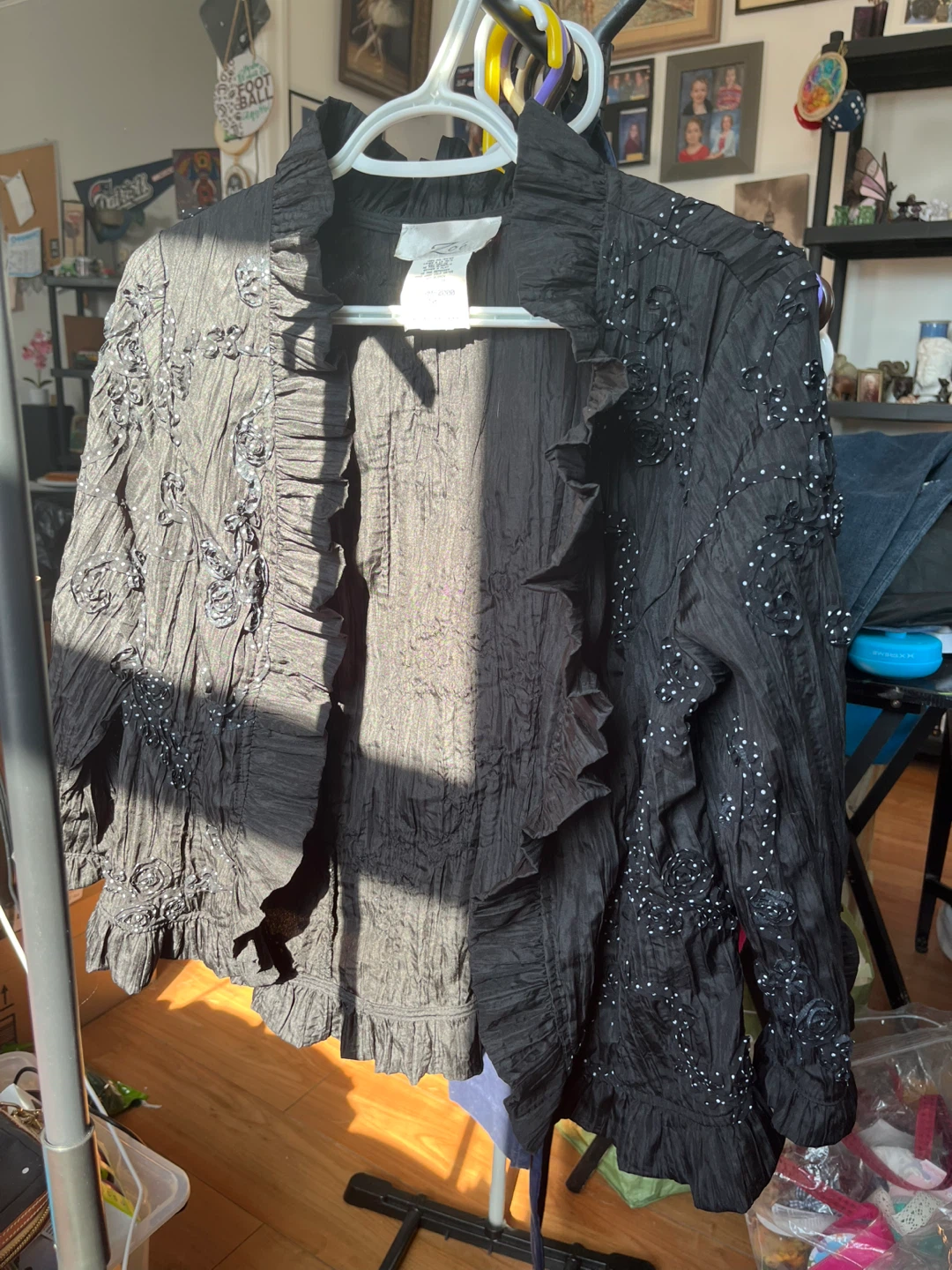 Zoé Women's Black Beaded Ruffle Jacket