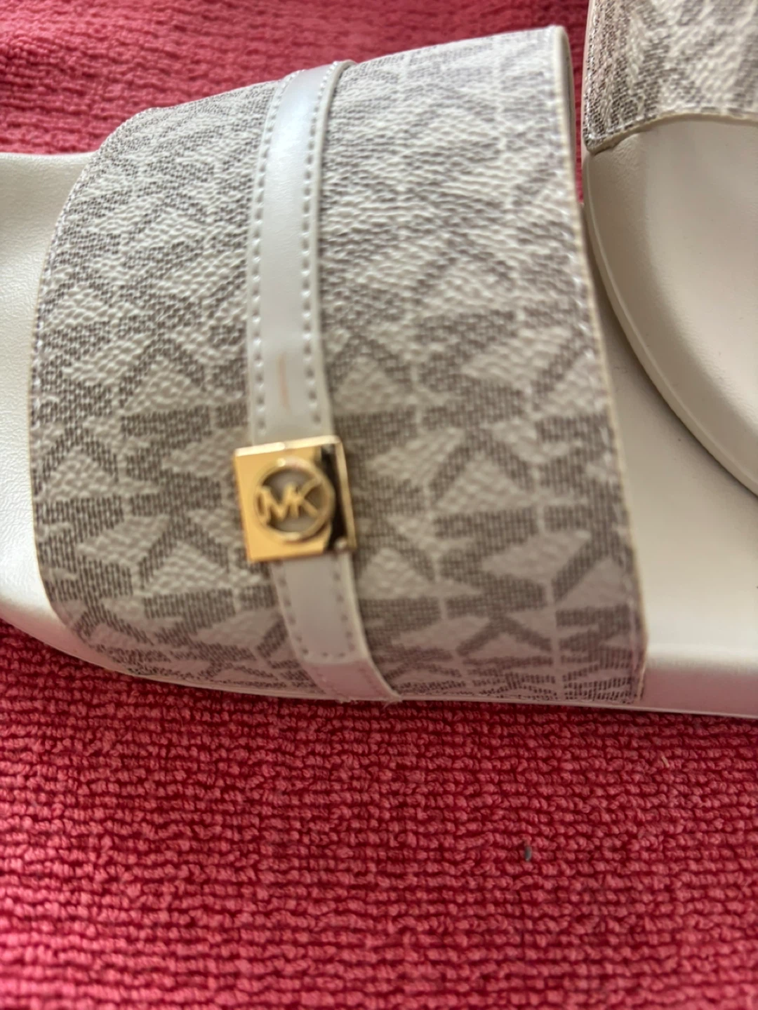 Michael Kors White MK Logo Slide Sandals - photo 2