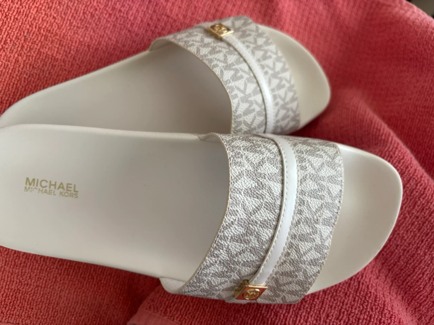 Michael Kors White MK Logo Slide Sandals - photo 5