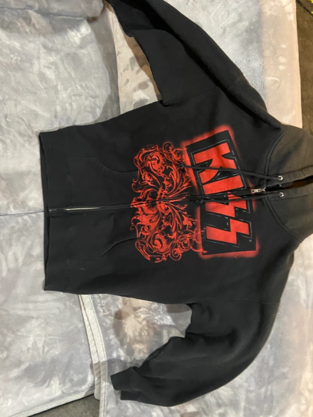 Vintage rare KISS Hoodie Zipper Sweatshirt Mens Large Black