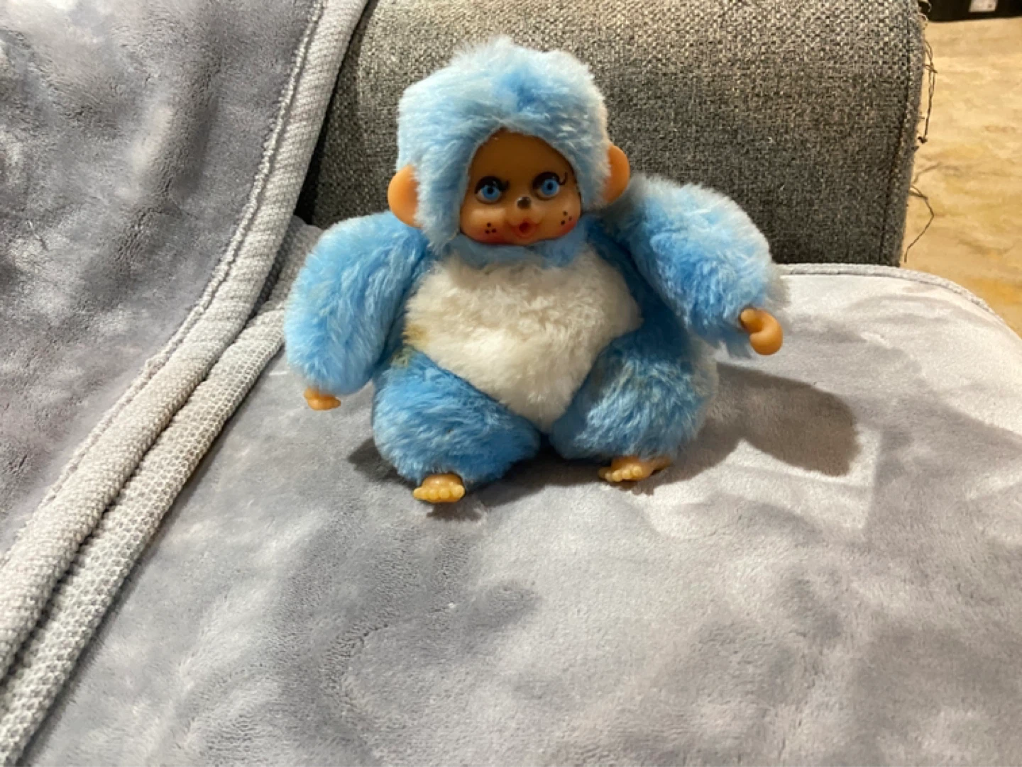 Blue Plush Monkey Toy ( vintage )