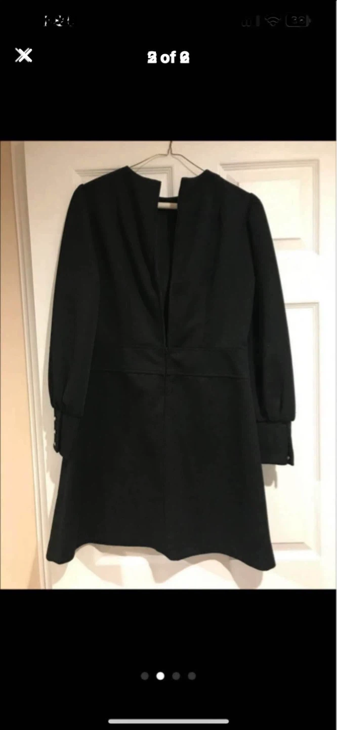 Black Mini Dress with Embroidered Waist Detail - photo 5