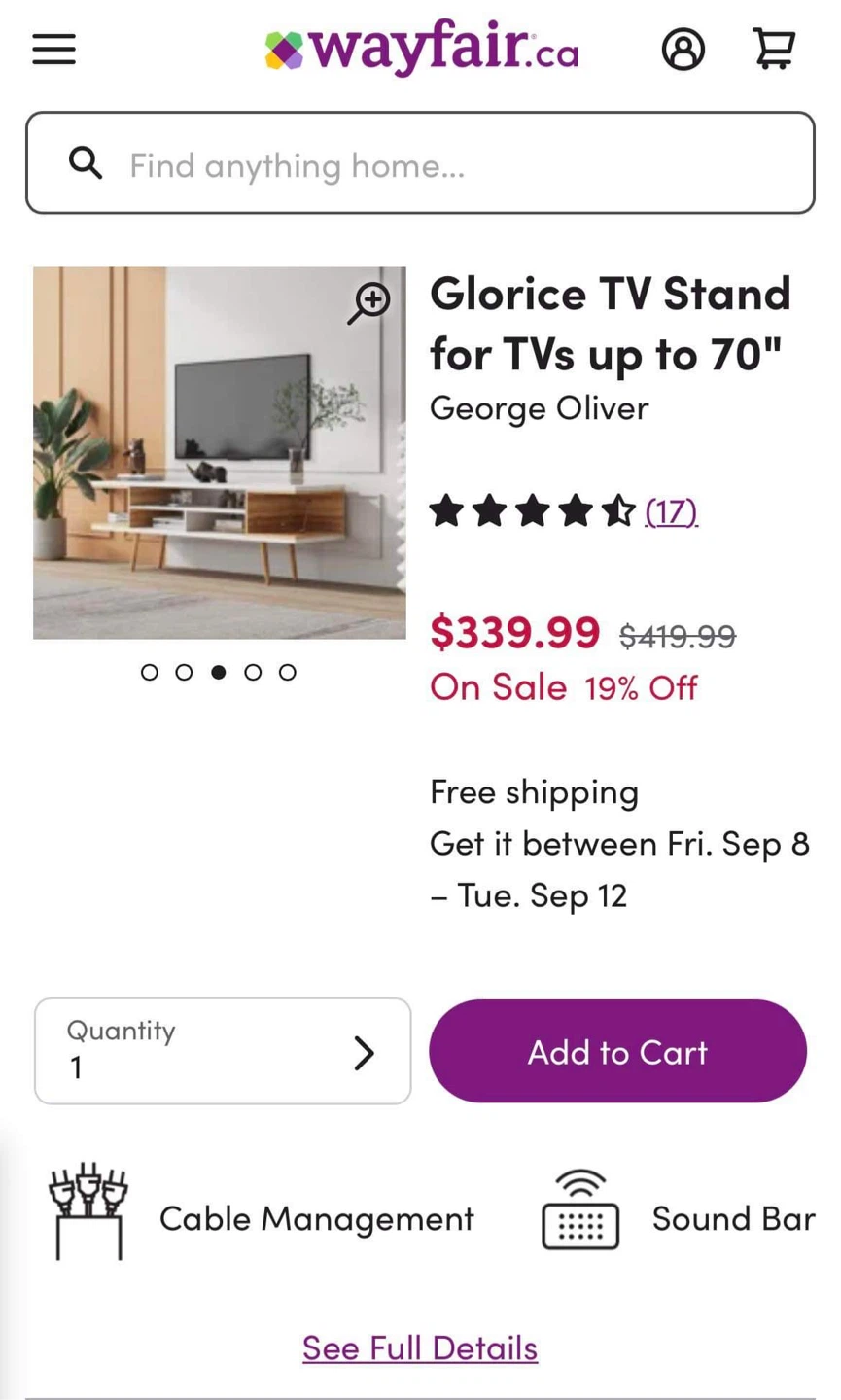 George Oliver Glorice TV Stand for TVs up to 70" - photo 2