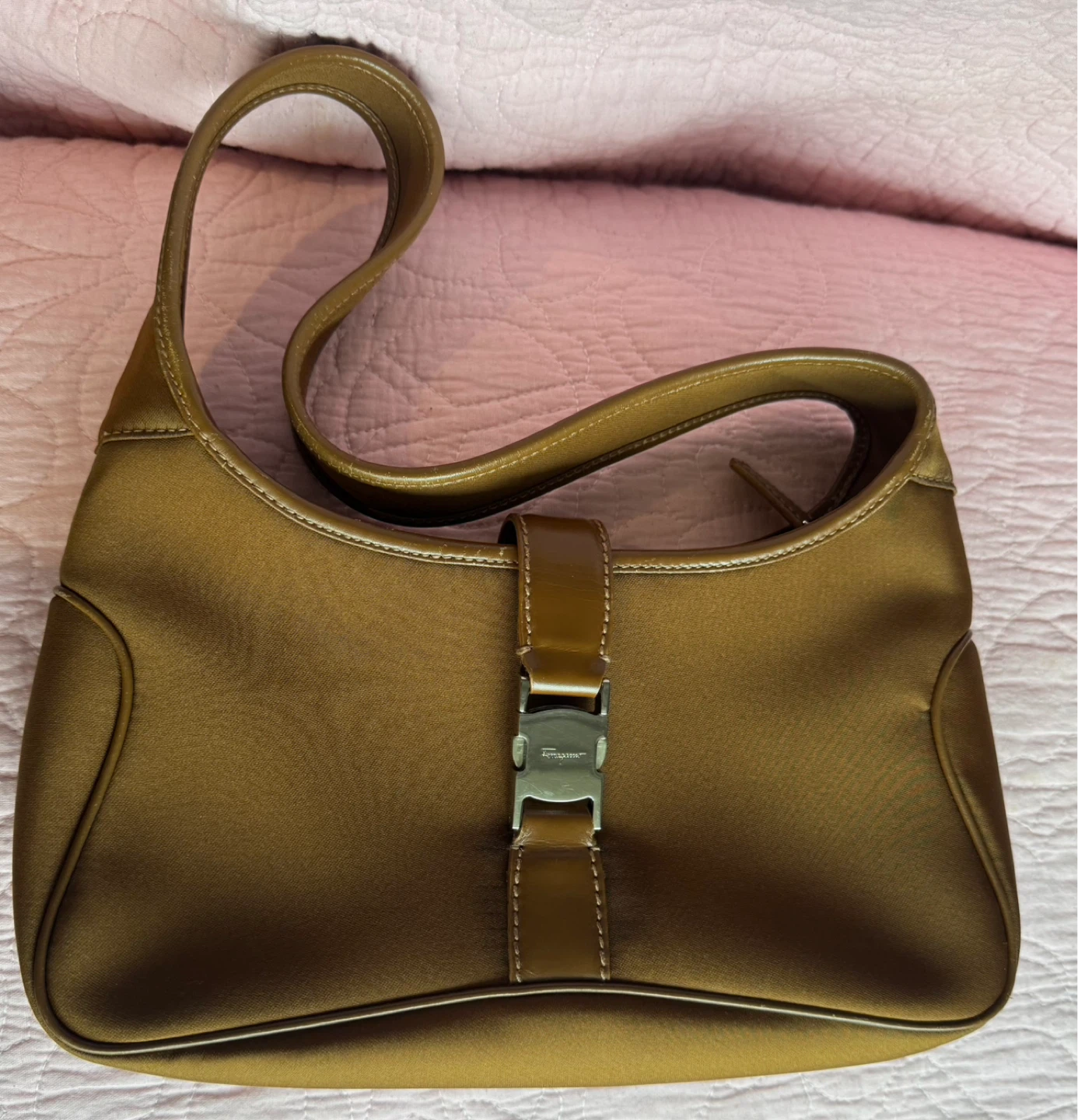 Must-Have Ferragamo Mini Bag in Chocolate Satin